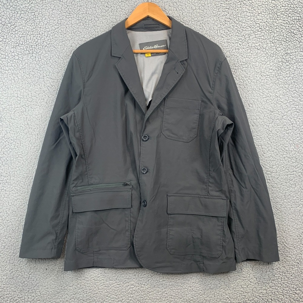 Eddie Bauer Travex Voyager Blazer Travel Jacket Comfort Khaki Size 42 Stretch